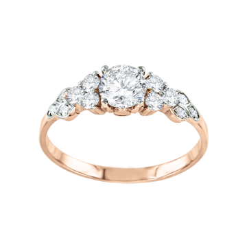 Lady´s ring in red gold of 585 assay value with zirconia and Swarovski crystals 