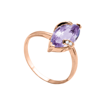 Lady´s ring in red gold of 585 assay value with zirconia, amethyst 