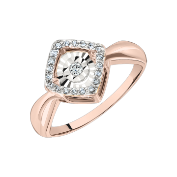 Lady´s ring in red gold of 585 assay value with diamonds 