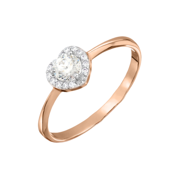 Lady´s ring in red gold of 585 assay value with zirconia 