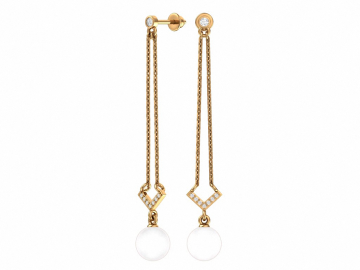 Ohrringe aus Rotgold 585° mit Zirkonia, echte Perlen 