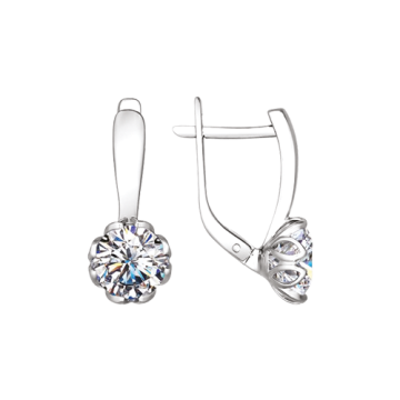 Серебряные серьги 925 пробы, вставка фианиты 