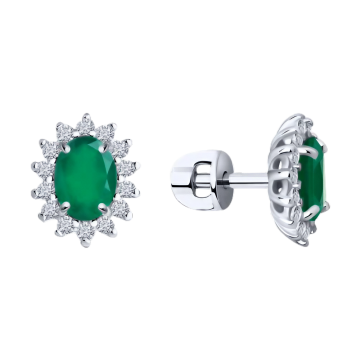 Серебряные серьги 925 пробы, вставка фианиты 