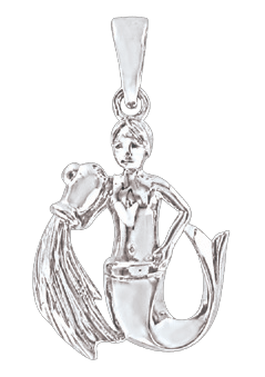 Серебряная подвеска 925 пробы, знак зодиака "Водолей" 