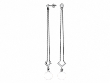 Ohrstecker aus 925er Sterling Silber mit Kunstperlen und farblosen Zirkonia 