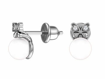 Ohrstecker aus 925er Sterling Silber mit Perlen und farblosen Zirkonia 
