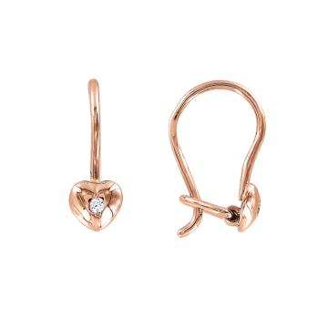 Infant earrings in red gold of 585 assay value (14ct) with zirconia 