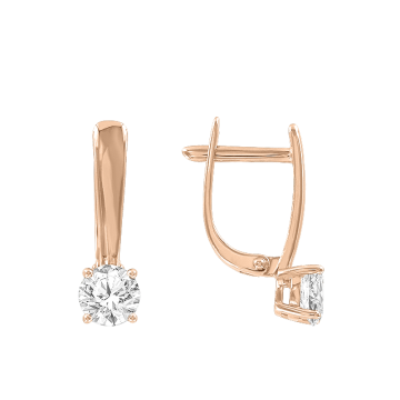 Серьги из красного золота 585 пробы с фианитами 