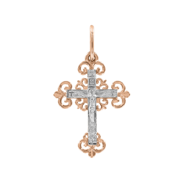 Kreuz Anhänger aus Rotgold 585° mit Zirkonia 