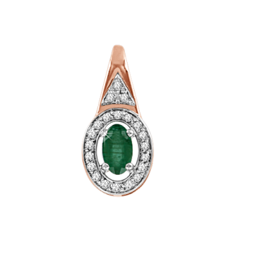 Pendant in red gold of 585 assay value with diamond and emerald 