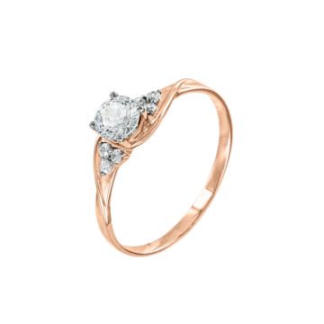 Lady´s ring in red gold of 585 assay value with zirconia 