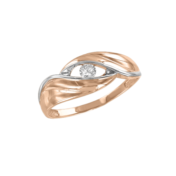 Lady´s ring in red gold of 585 assay value with zirconia 