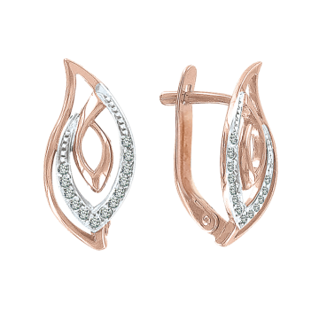 Earrings in red gold with cubic zirconia 