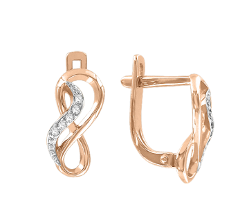 Серьги из красного золота 585 пробы с фианитами 