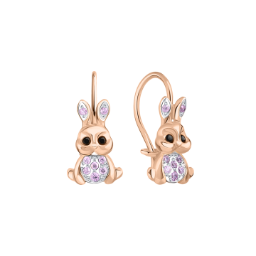 Kinder Ohrringe aus Rotgold 585° (14K) mit Zirkonia 