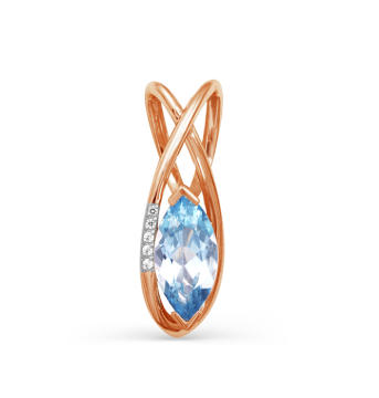 Anhänger aus Rotgold 585° mit blau Topas, Zirkonia 