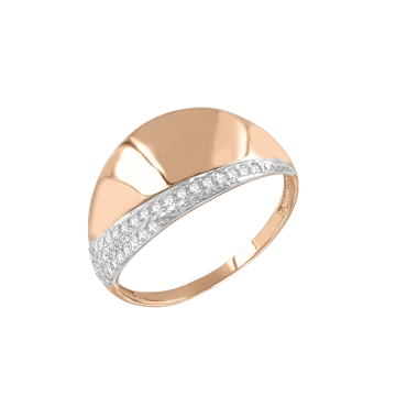 Lady´s ring in red gold of 585 assay value with zirconia 