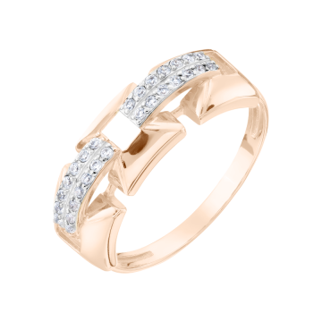 Lady´s ring in red gold of 585 assay value with zirconia 