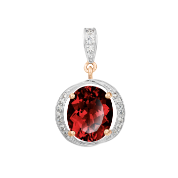 Pendant in red gold of 585 assay value with garnet y zirconia 