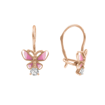 Kinder Ohrringe aus Rotgold 585° (14K) mit Zirkonia 
