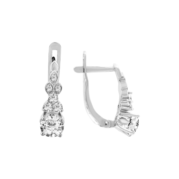 Earrings in white gold of 585 assay value with zirconia Swarovski 