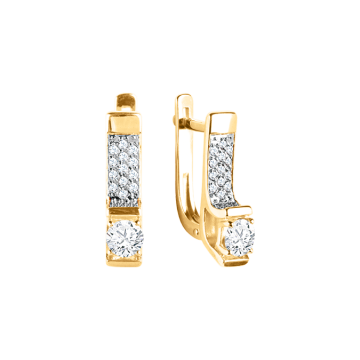 Серьги из желтого Золота 585 пробы с Фианитами Swarovski 