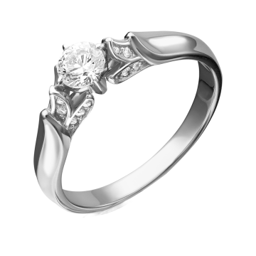 Lady´s ring in white gold of 585 assay value (14K) with zirconia 