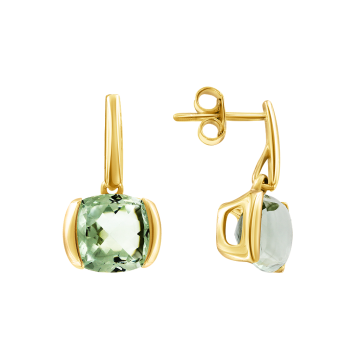 Earrings for kids in yellow gold of 585 assay value (14ct) with amethyst 