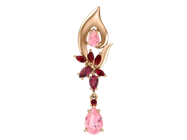 Product image of the product “Pendant “Flower with Teardrop” in 585 Rose Gold with Garnet and Quartz ”