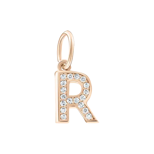 Product image of the product “Pendant “Letter R with Stones” in 585 Rose Gold with Cubic Zirconia ”