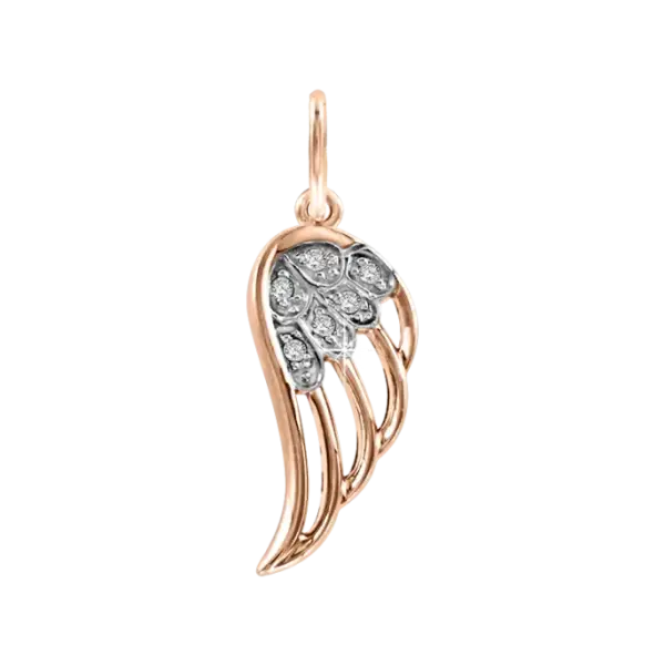 Product image of the product “Pendant “Angel Wings” in 585 Rose Gold with Cubic Zirconia, Height 20 mm ”