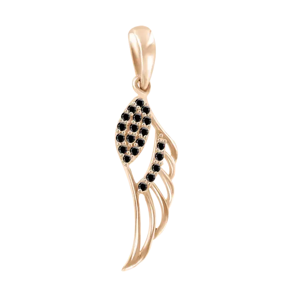 Product image of the product “Pendant “Angel Wings with Black Stones” in 585 Rose Gold with Cubic Zirconia ”