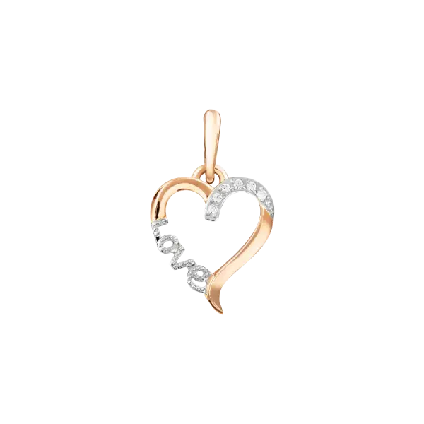 Product image of the product “Pendant “Heart with “Love” Lettering” in 585 Rose Gold with Cubic Zirconia ”