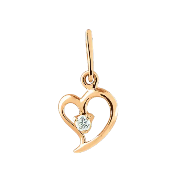 Product image of the product “Pendant “Heart with Solitaire” in 585 Rose Gold with Diamonds, Height 18.5 mm ”