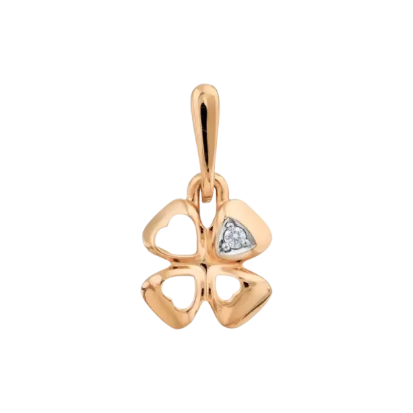 Изображение товара «Подвеска «Клевер» из красного золота 585 пробы с фианитами »