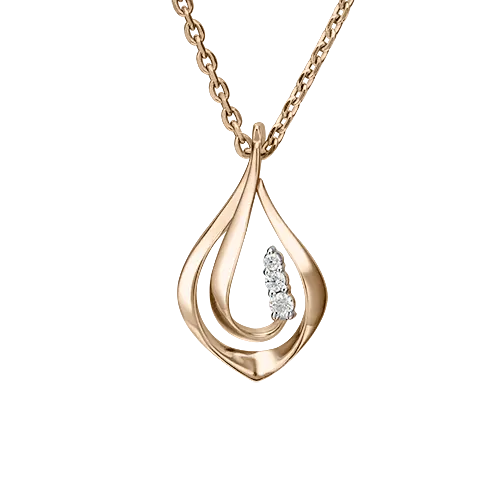 Product image of the product “Pendant “Open Drop with Stones” in 585 Rose Gold with Cubic Zirconia ”