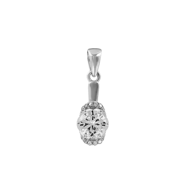 Product image of the product “Pendant “Oval Stone with Stone Halo” in 925 Sterling Silver ”