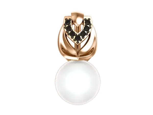 Product image of the product “Pendant “Pearl with Black Stones” in 585 Rose Gold with Cubic Zirconia and Pearls ”