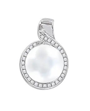 Artikelbild des Artikels “Anhänger „Perle mit Steinschwung“ aus 925 Silber mit Zirkonia und Perlen, Höhe 25 mm “