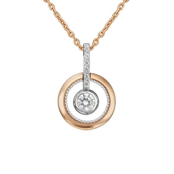 Product image of the product “Pendant “Ring with Solitaire” in 585 Rose Gold with Cubic Zirconia, Height 20 mm ”