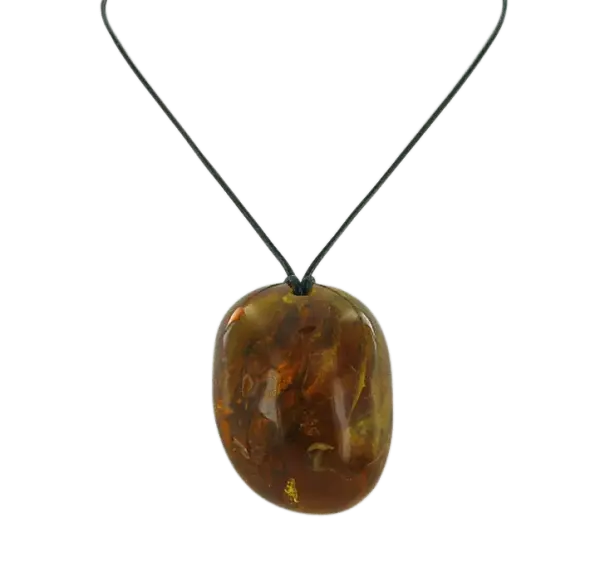 Product image of the product “Pendant “Rough Stone on Cord” with Amber, Length 45 mm ”