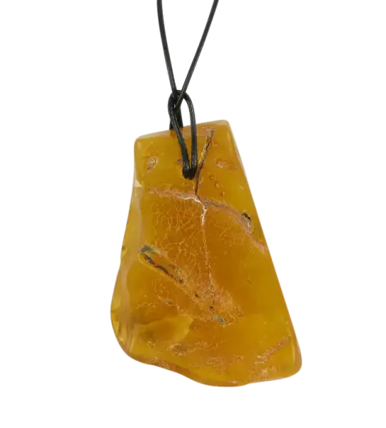 Product image of the product “Pendant “Rough Stone on Cord” with Amber, Length 60 mm ”
