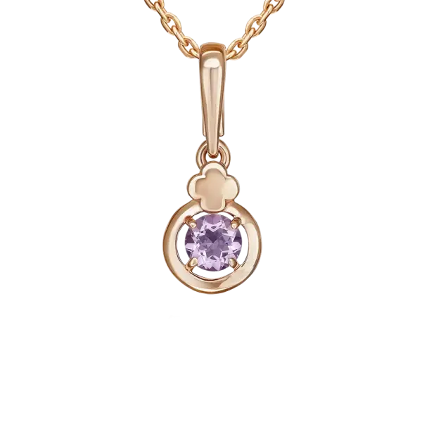 Artikelbild des Artikels “Anhänger „Rund mit Blütenkappe“ aus 585 Rotgold mit Amethyst “