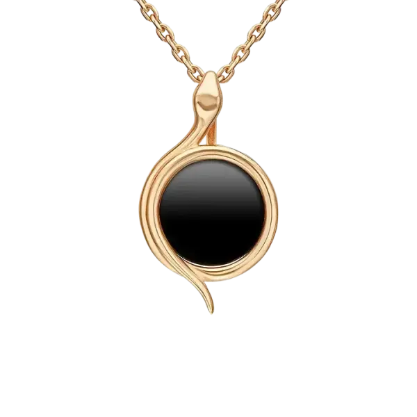 Artikelbild des Artikels “Anhänger „Rund mit Schwung“ aus 585 Rotgold mit Onyx “