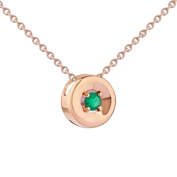 Artikelbild des Artikels “Anhänger „Rund mit Stein“ aus 585 Rotgold mit Smaragd “