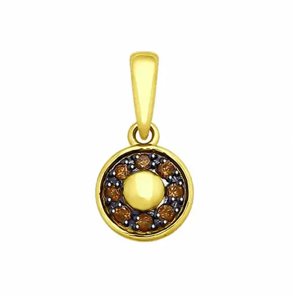 Product image of the product “Pendant “Round with Stone Halo” in 585 Yellow Gold with Cubic Zirconia ”