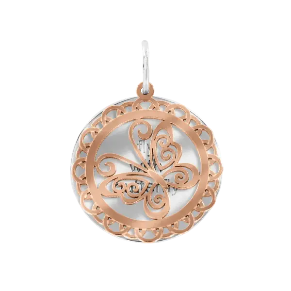 Product image of the product “Pendant “Disc with Butterfly Ornament” in Gold-Plated 925 Sterling Silver ”