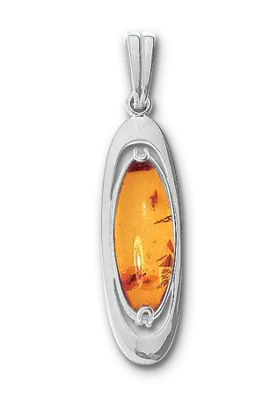 Artikelbild des Artikels “Anhänger „Schmales Oval“ aus 925 Silber mit Bernstein “
