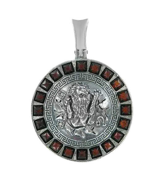 Artikelbild des Artikels “Anhänger Sternzeichen  Löwe aus 925 Silber mit echtem Bernstein, Höhe 41 mm “