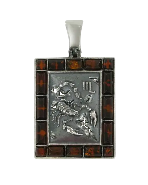 Artikelbild des Artikels “Anhänger Sternzeichen Skorpion aus 925 Silber mit echtem Bernstein “